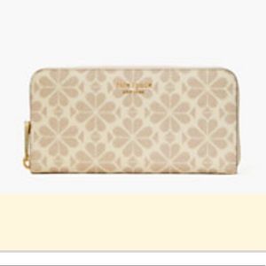 NWT Kate Spade Flower Zip-Around Continental Wallet, Parchment